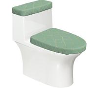 Sage Gold Line - Juego de 2 fundas elásticas para inodoro, tapa elástica y cubierta para tanque para baño, suave, lavable, decoración de inodoro en forma de U