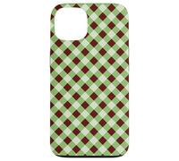 Sage Green and Brown Gingham Pattern Trendy Classic Plaid Carcasa para iPhone 13
