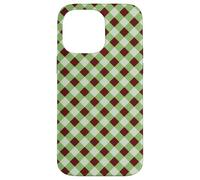 Sage Green and Brown Gingham Pattern Trendy Classic Plaid Carcasa para iPhone 14 Pro MAX