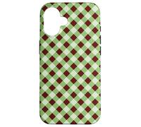 Sage Green and Brown Gingham Pattern Trendy Classic Plaid Carcasa para iPhone 16
