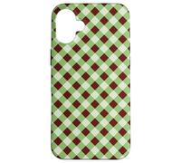 Sage Green and Brown Gingham Pattern Trendy Classic Plaid Carcasa para iPhone 16 Plus
