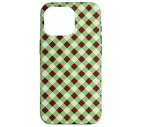 Sage Green and Brown Gingham Pattern Trendy Classic Plaid Carcasa para iPhone 16 Pro