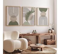 Sage Green Botanical Abstract Boho Geometry Cuadro sobre lienzo para pared Carteles nórdicos e impresiones Cuadros de pared Decoración para el hogar 40x60cm-3Piezas sin marco