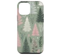 Sage Green Cute Pink Christmas Tree Holiday Christmas Themed Carcasa para iPhone 12 Mini