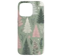 Sage Green Cute Pink Christmas Tree Holiday Christmas Themed Carcasa para iPhone 15 Pro MAX