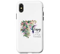 Sage Green Hummingbird Enjoy The Little Things Humming Bird Carcasa para iPhone X/XS
