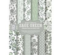 Sage Green Scrapbook Paper Pad: Vintage Roses, Leaves & Floral Boho Patterns: 12 Double-Sided Seamless Designs - 48 Pages in Muted Green & White Tones ... Journals, Cards & Paper Crafts (8.5 x 11 in)