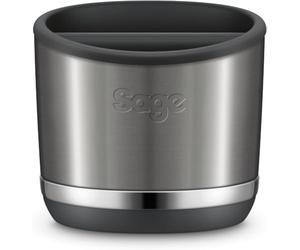 Sage Knock Box 20, Para Desechar los Posos de Café, Acero Inoxidable Negro | Barra de Golpeo Resistente & Extraíble, Exterior de Acero Inoxidable, Tamaño Compacto, Almacena 20 Posos