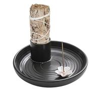 Sagee Burner - Soporte decorativo de cerámica para incienso, base de vela fuerte y estable, atrapador de cenizas profundas, acabado esmaltado suave, calmante aromático, configuración para esquinas de