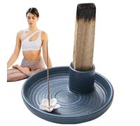 Sagee Burner - Soporte decorativo de cerámica para incienso, base de vela fuerte y estable, atrapador de cenizas profundas, acabado esmaltado suave, calmante aromático, configuración para esquinas de