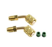 SageFurned 2 adaptadores R410A de 5/16 pulgadas SAE hembra a 1/4 pulgadas SAE macho acopladores de latón para sistemas HVAC y refrigeración, diseño de dedal que evita fugas en el tubo central