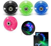SageFurned 2 ruedas LED de 80 mm con función intermitente, ruedas de PU para patines en línea para niños y adultos, ruedas de repuesto con rodamientos ABEC para patinete, color azul