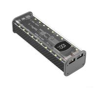 SageFurned 4 x 21700 Power Bank Case con doble salida y entrada PD de 20 W, caja de carga ABS transparente de alta resistencia para baterías planas 21700, baterías no incluidas (negro actualizado)