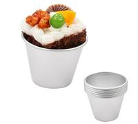 SageFurned 6 moldes de aluminio anodizado duro para postre, crema, tartas y quiche, liberación rápida, 7 cm de profundidad, color plateado