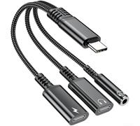 SageFurned Adaptador de auriculares USB C para portátil y tablet (negro) | Compatible con para portátil, tableta, PC, compatible con voip, juegos en línea, reproducción multimedia