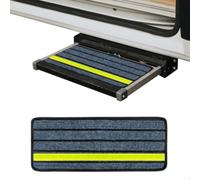 SageFurned Alfombrilla autoadhesiva antideslizante para escalones de RV con efecto luminoso en la oscuridad, gris, 49 x 19 x 1 cm, resistente y resistente a la intemperie