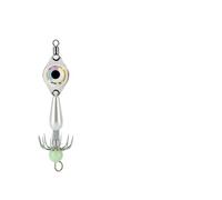 SageFurned Anzuelos LED que brillan en la oscuridad de 8 cm y 5 g, señuelos de pulpo sin rebaba con cuentas luminosas para pesca nocturna, gancho de metal con diseño de paraguas doble (paquete de 1)