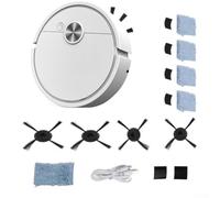 SageFurned Aspirador robótico 3 en 1 con trapeador y barrido, limpiador de pisos inteligente recargable para madera dura y azulejos, sensores anticolisión, negro (blanco)