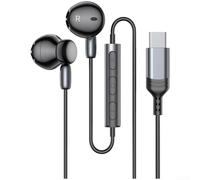 SageFurned Auriculares con cable USB-C para iPhone 15 Pro Max con controlador de 14,2 mm, magnéticos, con control de volumen, color blanco (negro)