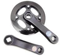 SageFurned Bielas de aleación de aluminio para bicicleta con plato de acero, opciones de dientes 25-32T, longitudes de manivela de 92-127 mm, protector de plástico doble para bicicletas y scooters