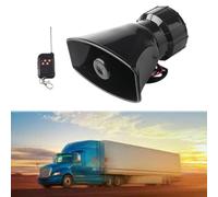 SageFurned Bocina electrónica para coche, 130 dB, con 7 opciones de sonido, 100 W, sirena de 12 V, universal, para coches, motocicletas, camiones, color negro
