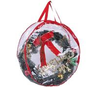 SageFurned Bolsa de almacenamiento de corona, contenedor de PVC transparente de 61 x 20 cm con doble cremallera para decoraciones navideñas, color negro, rojo y verde