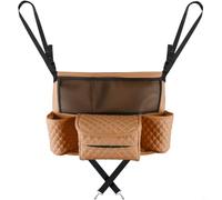 SageFurned Bolsa de almacenamiento para respaldo de asiento de coche de piel sintética con caja, organizador impermeable con soporte para bebidas para accesorios de viaje (marrón)