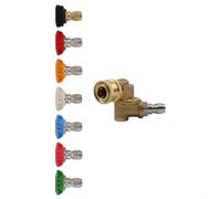 SageFurned Boquilla giratoria de 1/4 pulgadas, limpiador de alta presión, 5 ajustes, cobre, 4500 PSI para lavado de coches (adaptador + 7 boquillas)