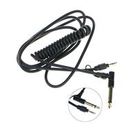 SageFurned Cable auxiliar de audio en espiral de 3,5 mm para auriculares Beats PRO DETOX, en forma de L, extensible a 1,5 m, cable auxiliar de repuesto, negro y rojo (negro)