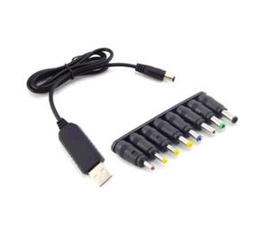 SageFurned Cable de alimentación USB para Boost de 5 V a CC 9 V/12 V con 8 adaptadores para routers, módems, cámaras de salpicadero de coche, luces LED, color negro