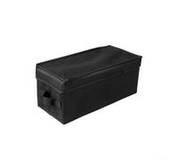 SageFurned Caja de almacenamiento apilable de tela Oxford con capacidad para 35 joyeros, moderna torre negra con asas resistentes para un fácil transporte y ahorro de espacio