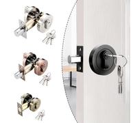 SageFurned Cerradura de puerta de acero inoxidable con llave unilateral para puertas de habitaciones, dormitorio frontal, oficina, perilla giratoria resistente, fácil de instalar