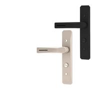 SageFurned Cerradura de puerta silenciosa sin llave para baño, aleación de zinc resistente, fácil de montar para puertas de 25 a 50 mm de grosor, diseño moderno y negro