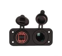 SageFurned Conector de carga USB dual 12 V/24 V para coche para caravana, barco, resistente al agua IP65, panel ABS integrado, 1 unidad (rojo)