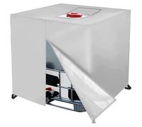 SageFurned Cubierta de cubo IBC Ton 420D mejorada de 1000 L, protector de polvo impermeable grueso con cremallera de fácil acceso para tanques de agua de jardín, café marrón (plata)