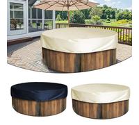 SageFurned Cubierta redonda para jacuzzi, hecha de tela revestida de plata 190T, resistente a los rayos UV y al agua, ligera protección contra la intemperie para spa al aire libre, color beige