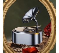 SageFurned Difusor de coche con panel solar, ambientador giratorio con diseño de fonógrafo para interior de coche, purificador de aroma compacto de ABS para mesas, encimeras, colonia dorada Gardenia