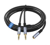 SageFurned Divisor de audio de 3,5 mm, 1 m, auriculares de doble salida (2 | Salida doble, audio simultáneo, transmisión sin pérdidas, para nailon trenzado, 1 metro de longitud