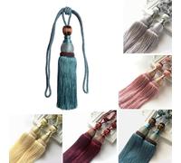 SageFurned Juego de 2 cortinas grandes con borlas, cuerdas resistentes para atar o con ganchos, decoración elegante para ventanas de puerta y pared, 71 cm de largo