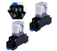 SageFurned Juego de 2 relés de potencia de 8 pines, 24 V CC, 10 A, con luz LED y zócalo para aire acondicionado, motor de ventilador, riel DIN