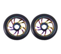 SageFurned Juego de 2 ruedas para patinete de 120 mm con rodamientos ABEC-9, ruedas de poliuretano suave amortiguadoras para patines y kickroller, color negro y dorado