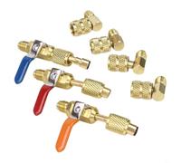 SageFurned Juego de 7 válvulas de bola HVAC de latón para R134A R410A R22 R12, adaptador de aire acondicionado con junta, montaje rápido