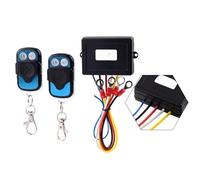 SageFurned Kit de control remoto inalámbrico impermeable de 12/24 V con alcance de 75 pies, clasificación IP65, para Warn, Superwinch, Smittybilt y otros cabrestantes, color negro