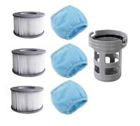 SageFurned Kit de filtros de repuesto para jacuzzis Miweba MSpa, paquete de 3 filtros con soporte y bolsas de malla, cartucho lavable de PVC, modelos Deluxe Premium