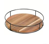 SageFurned Lazy Susan - Organizador de cocina giratorio redondo de madera, suave giratorio de 360°, estante de especias para condimentos y almacenamiento de condimentos, para mesa de comedor u