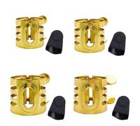 SageFurned Ligadura de metal para saxofón y clarinete, boquilla tornillo para tenor soprano alto con tapa protectora dorada