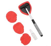 SageFurned Limpiador de ventanas telescópico para interior de coche con cabezal giratorio de 180°, juego de paños de limpieza y pulverizador, color naranja