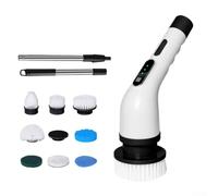 SageFurned Limpiador giratorio eléctrico inalámbrico, cepillo de limpieza giratorio telescópico para suelos de cocina y baños, inalámbrico de mano con función de rotación automática (B)