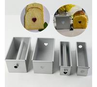 SageFurned Molde cuadrado de aleación de aluminio para pan con tubo central, resistente, antiadherente, con patrón de corazón, color plateado