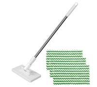 SageFurned Mopa desechable de 39 pulgadas con paños reutilizables, limpiador de suelos de mango largo para uso húmedo y seco, cabezal de bloqueo seguro para azulejos de madera dura, fácil